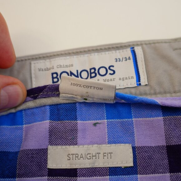 Bonobos Gray Straight Fit Cotton Chino Pants Mid Rise Flat Front 34/34 Tag 33/34 - Picture 6 of 7